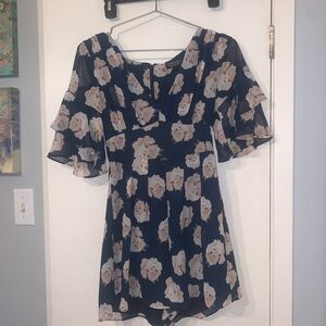 Topshop Navy and Pink Floral Romper